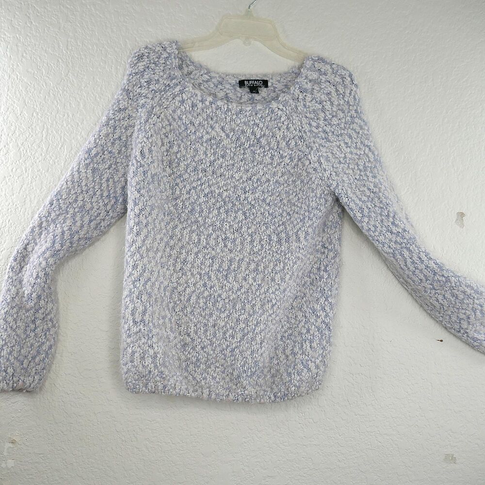 Buffalo David Bitton Blue Eyelash Sweater Chunky Knit Long Sleeve Size Medium